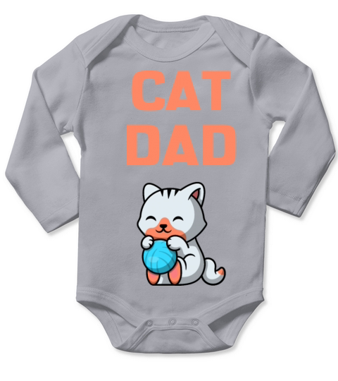 Cat Dad Kittie Owner Long Sleeve Baby One-Piece