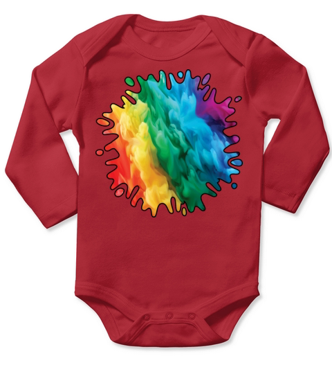 Colorful Rainbow Paint Splatter With Smoke And Fog Long Sleeve Baby One-Piece