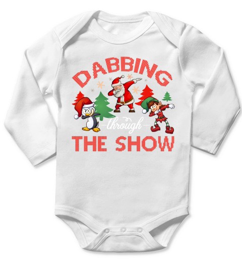 Dabbing Through The Show Christmas Shirt Long Sleeve Baby One-Piece