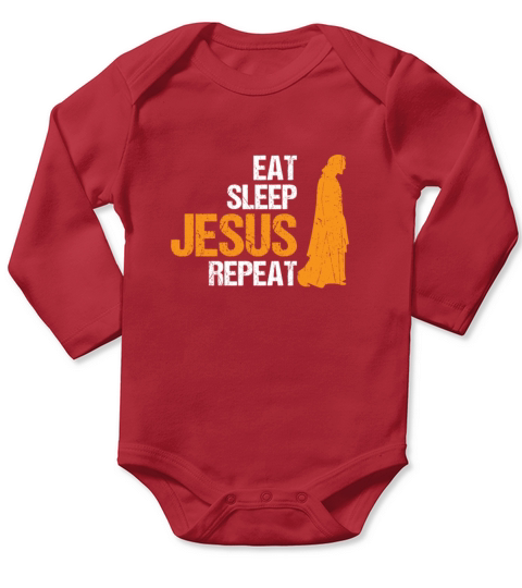 Eat Sleep Jesus Repeat Christian Verse Long Sleeve Baby One-Piece