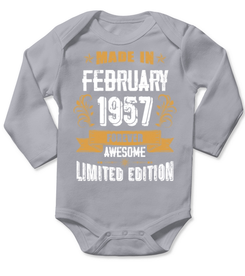 February 1957 Vintage Birthday Present Long Sleeve Baby One-Piece