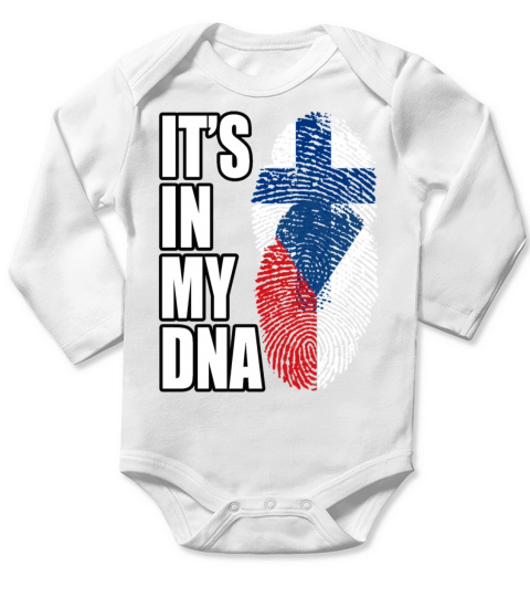 Finland And Czech Mix Heritage DNA Flag Long Sleeve Baby One-Piece