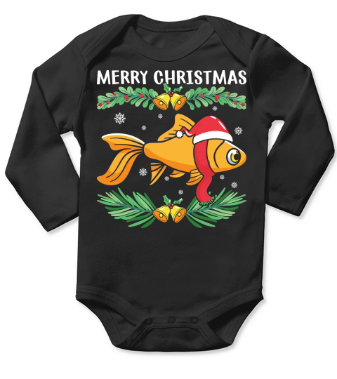 Fish Merry Christmas Goldfish Long Sleeve Baby One-Piece