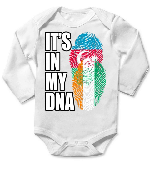 Ivorian And Azerbaijani Mix Heritage DNA Flag Long Sleeve Baby One-Piece