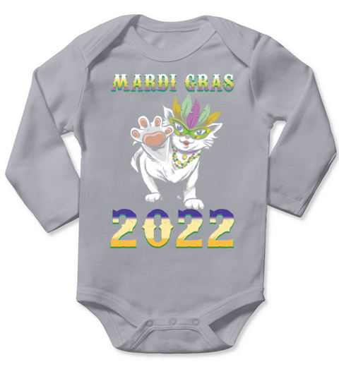 Kawaii Cat Mask Beads Gras Happy Mardi Party 2022 Long Sleeve Baby One-Piece