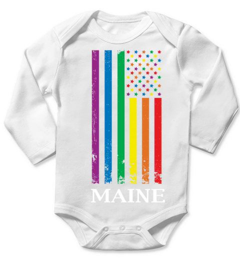 Maine Pride Month Pride Flag LGBT Community LGBTQ Long Sleeve Baby One-Piece