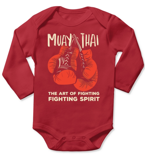 Muay Thai Vintage Retro Art Of Fighting Kickboxing Long Sleeve Baby One-Piece