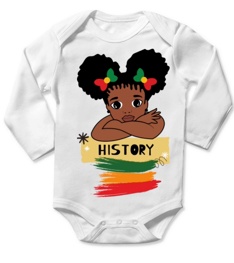 Retro vintage Black History month cute girl Long Sleeve Baby One-Piece