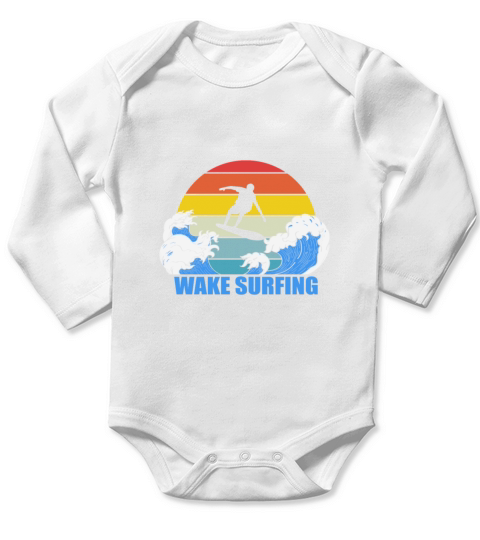 Retro wake surfing Long Sleeve Baby One-Piece