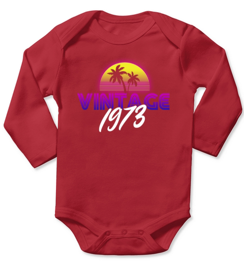 Retrowave Vintage 1973 Birthday Gift Idea Long Sleeve Baby One-Piece