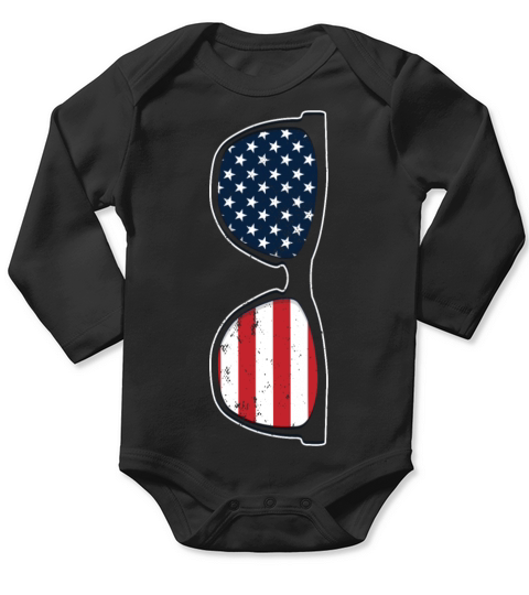 USA Flag Sunglasses 4th of July for Citizen Pride Long Sleeve Baby One-Piece