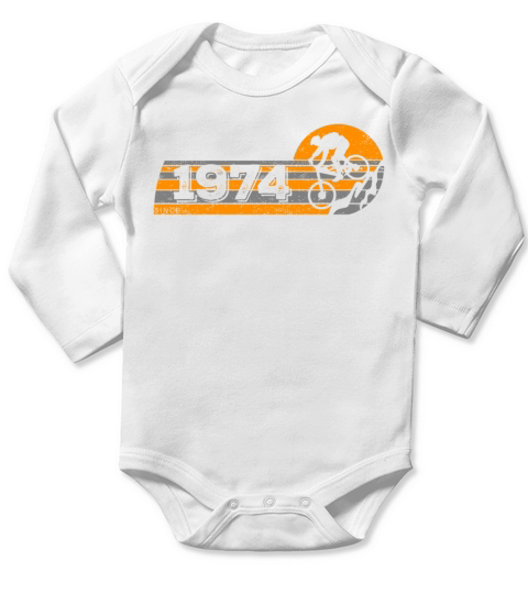 Vintage 1974 Birthday cycling MTB-Bicycles Long Sleeve Baby One-Piece