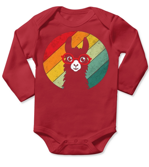 Vintage Llama Retro Colorful Alpaca Long Sleeve Baby One-Piece