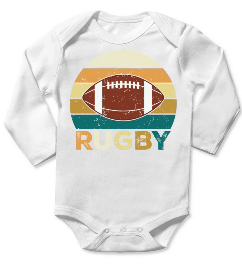 Vintage Retro Rugby Player And Coach Long Sleeve Baby One-Piece