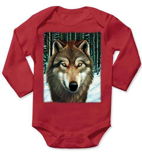 Wolf artwork design predator face imprint Long Sleeve Baby One-Piece