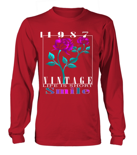 1987 Born Vintage Rose Gift Long sleeved Unisex