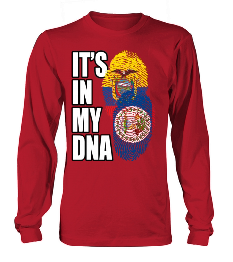 Belizean And Dominican Mix Heritage DNA Flag Long sleeved Unisex
