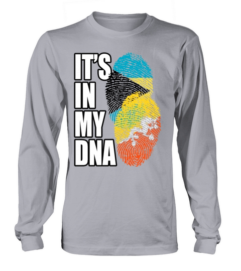 Bhutanese And Bahamian Mix Heritage DNA Flag Long sleeved Unisex