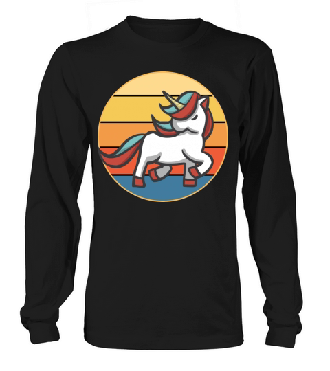 Cute Kawaii Unicorn Retro Sunset Vintage Long sleeved Unisex