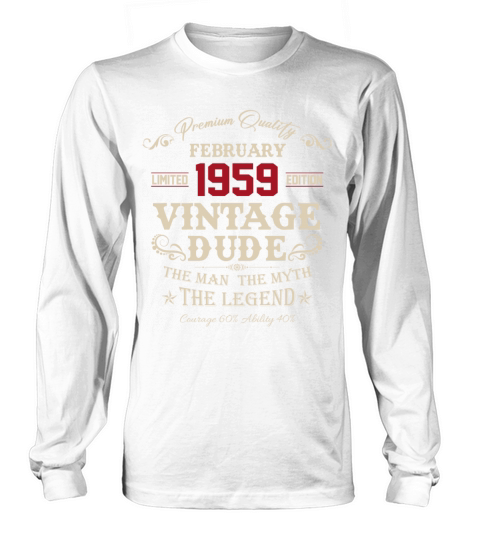 February 1959 Vintage Birthday Present Long sleeved Unisex