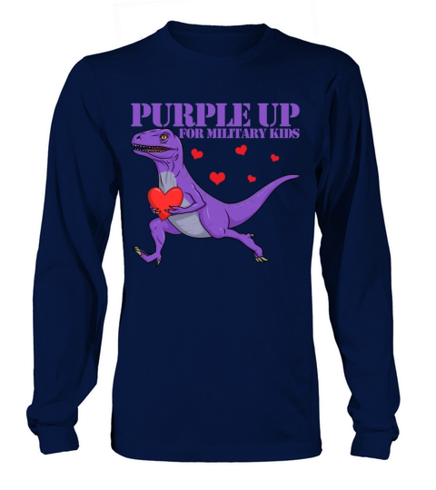 Purple Up For Military Kids Raptor Dinosaur Boys Long sleeved Unisex