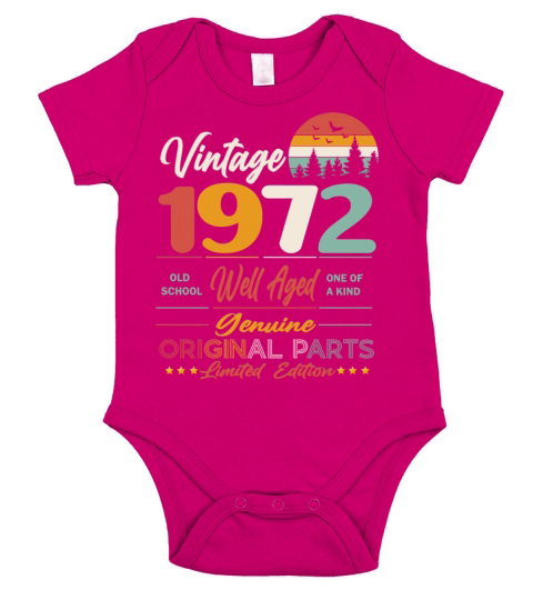1972 Original vintage vintage retro birthday Short Sleeve Baby One-Piece