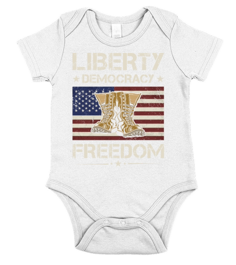 America Liberty Democracy Freedom Army Veteran Short Sleeve Baby One-Piece