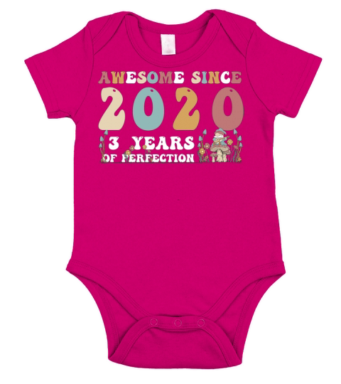 Awesome since 2020 3 Year of Perfection - 3rd Short Sleeve Baby One-Piece