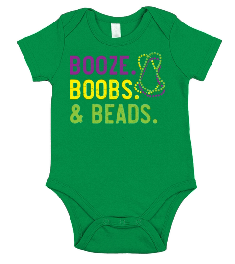 Booze Boobs And Beads Mardi Gras Celebration Short Sleeve Baby One-Piece