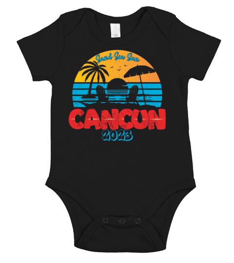 Cancun Mexico Vacation 2023 Beach Family Friend Short Sleeve Baby One-Piece
