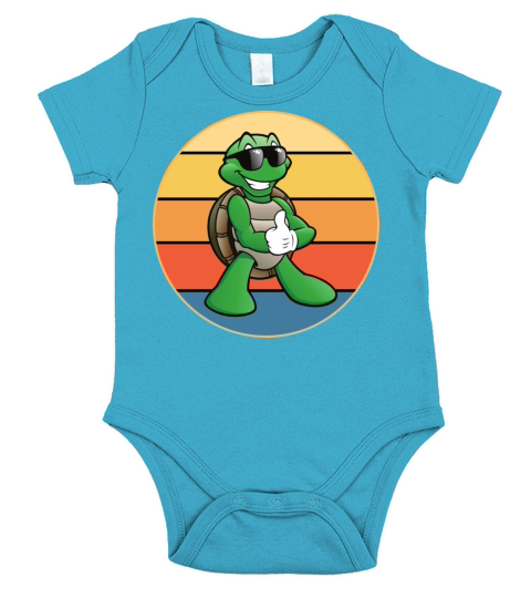 Cute Turtle Vintage Retro Sunset Marine Animal Short Sleeve Baby One-Piece