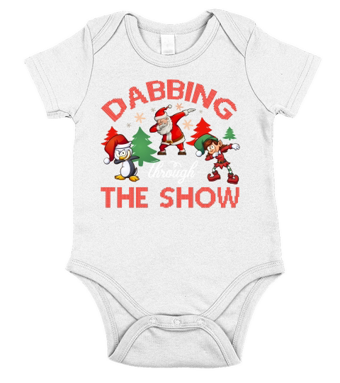 Dabbing Through The Show Christmas Shirt Short Sleeve Baby One-Piece