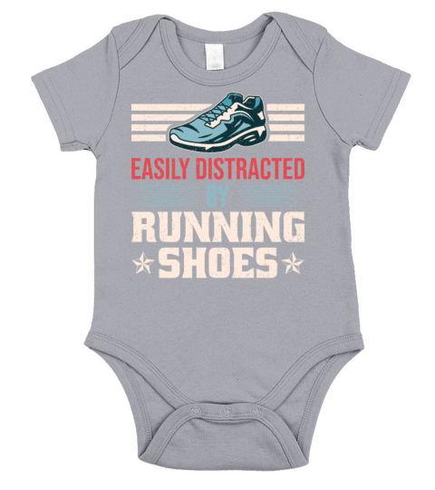 Easily Distracted By Running Shoes - Ironic Short Sleeve Baby One-Piece