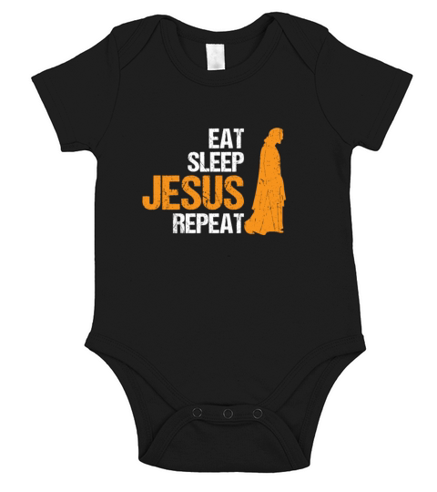 Eat Sleep Jesus Repeat Christian Verse Short Sleeve Baby One-Piece