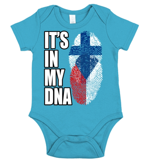 Finland And Czech Mix Heritage DNA Flag Short Sleeve Baby One-Piece
