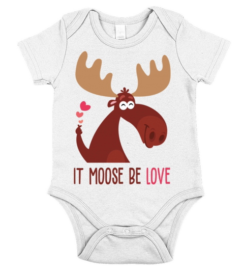Funny Design for Valentines Day it Moose Be Love55 Short Sleeve Baby One-Piece
