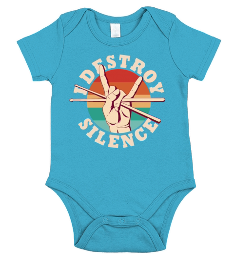 I Destroy Silence Drummer Band Music Beat Drum Short Sleeve Baby One-Piece