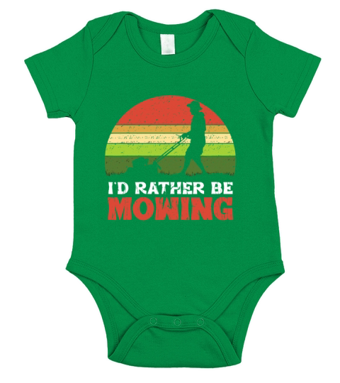 Id rather be Mowing Funny Lawn Mower Grass Garden Short Sleeve Baby One-Piece