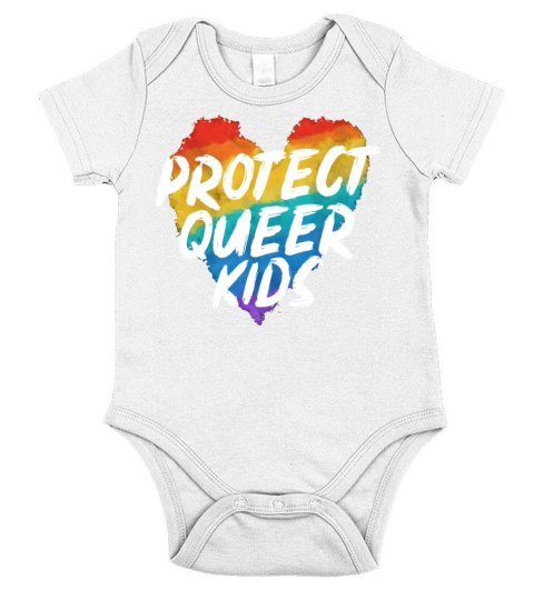 Protect The Queer Kids Rainbow Pride Month Short Sleeve Baby One-Piece
