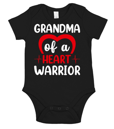 Proud Grandma of a Heart Warrior CHD Awareness Short Sleeve Baby One-Piece
