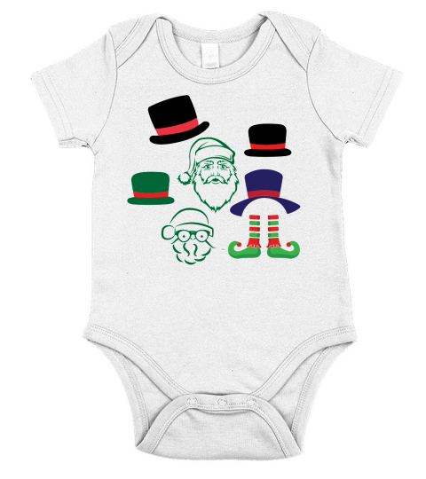 Santa Hat Christmas Cap Icon Short Sleeve Baby One-Piece