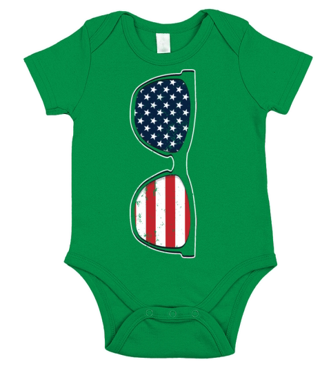 USA Flag Sunglasses 4th of July for Citizen Pride Short Sleeve Baby One-Piece