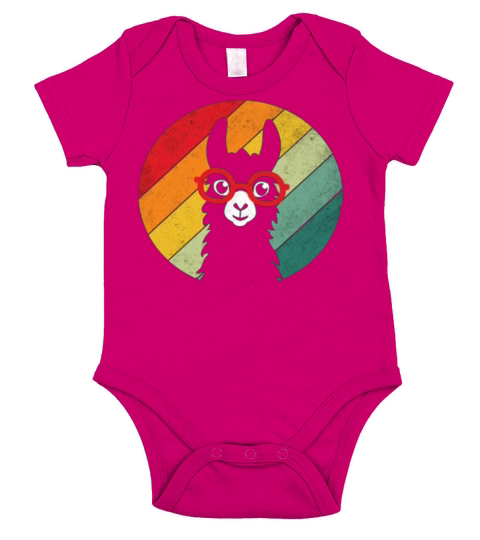 Vintage Llama Retro Colorful Alpaca Short Sleeve Baby One-Piece