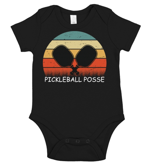 Vintage Pickleball Posse Funny Pickleball Short Sleeve Baby One-Piece