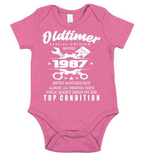 Vintage Special Edition Model 1987 Birthday Short Sleeve Baby One-Piece