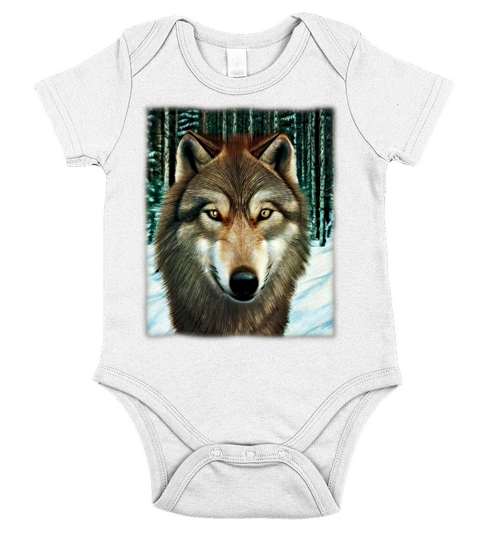 Wolf artwork design predator face imprint Short Sleeve Baby One-Piece