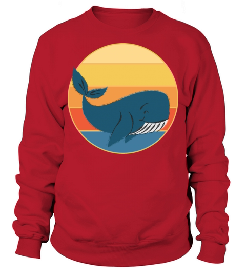 Cute Kawaii Whale Retro Sunset Vintage Ocean Sweatshirt Unisex