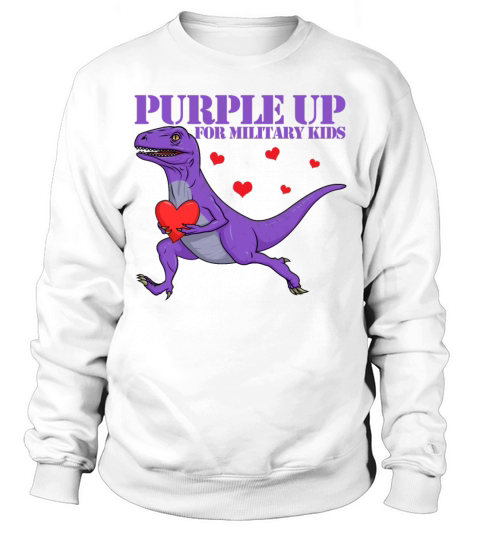 Purple Up For Military Kids Raptor Dinosaur Boys Sweatshirt Unisex
