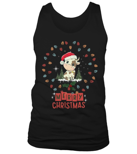 Merry Christmas Cute vintage Christmas Santa Reindeer Cow and gree Tank Top Unisex