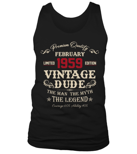 February 1959 Vintage Birthday Present Tank Top Unisex